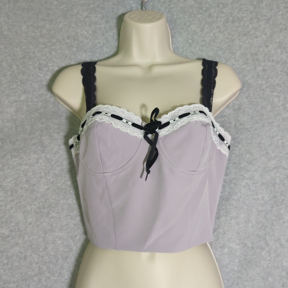 Forever 21 Lavender Lace Trim‎ Bustier Corset Top - Size Small Coquette Sexy Y2K